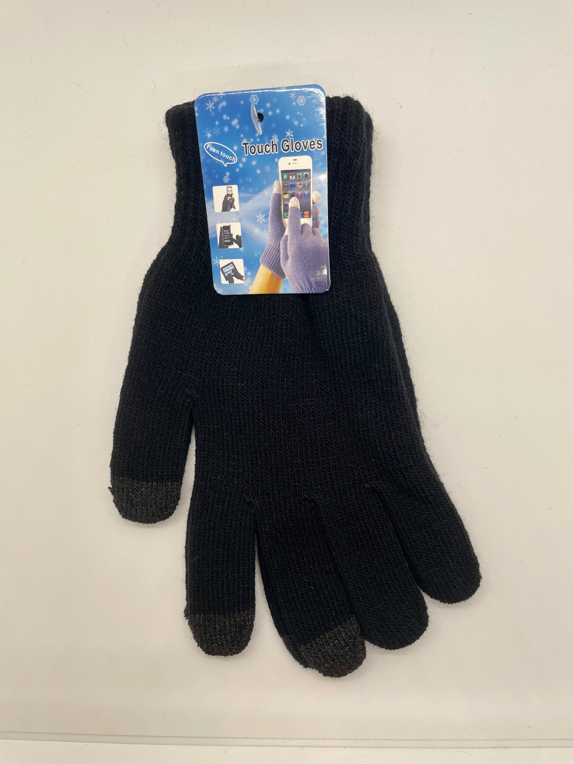 "Navy blue touch screen gloves with a quilted texture and a reinforced heel and toe"