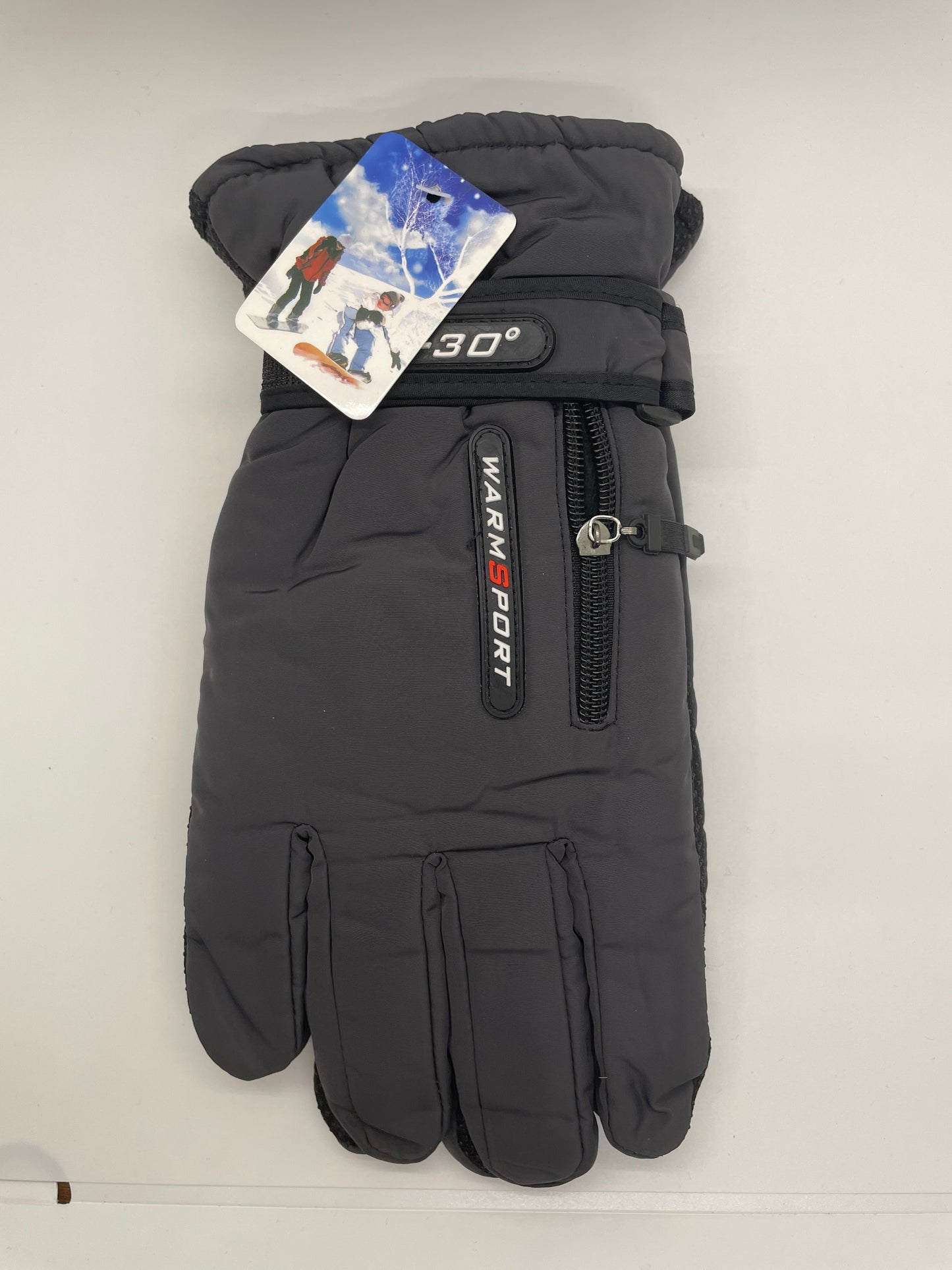 "Gray winter insulated gloves with a ribbed knit texture and a moisture-wicking design"