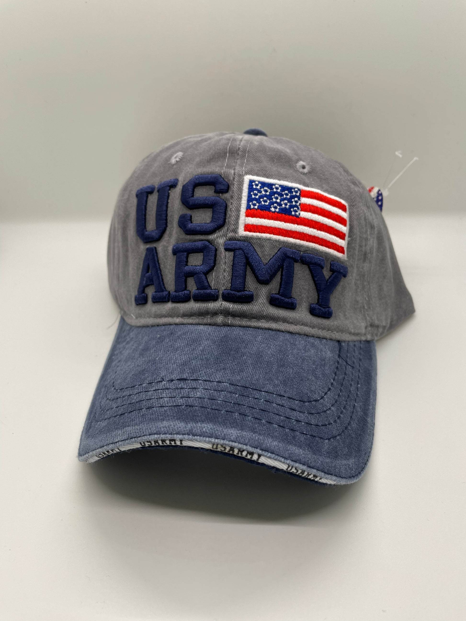"Red US Army hat with a padded headband and a stretchy fit"