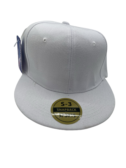 White flat brim baseball hat with a stretchy fit and a bow detail
