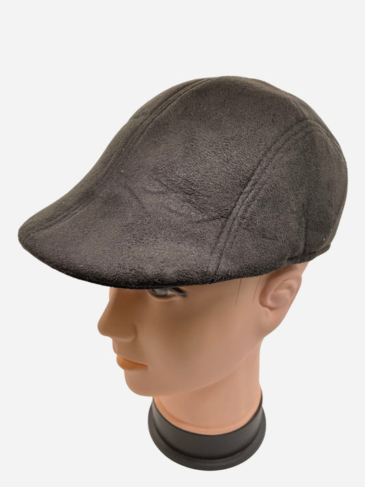 Black flat hat with a padded headband and an adjustable strap
