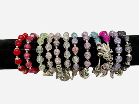 Assorted beaded bracelets in vibrant colors